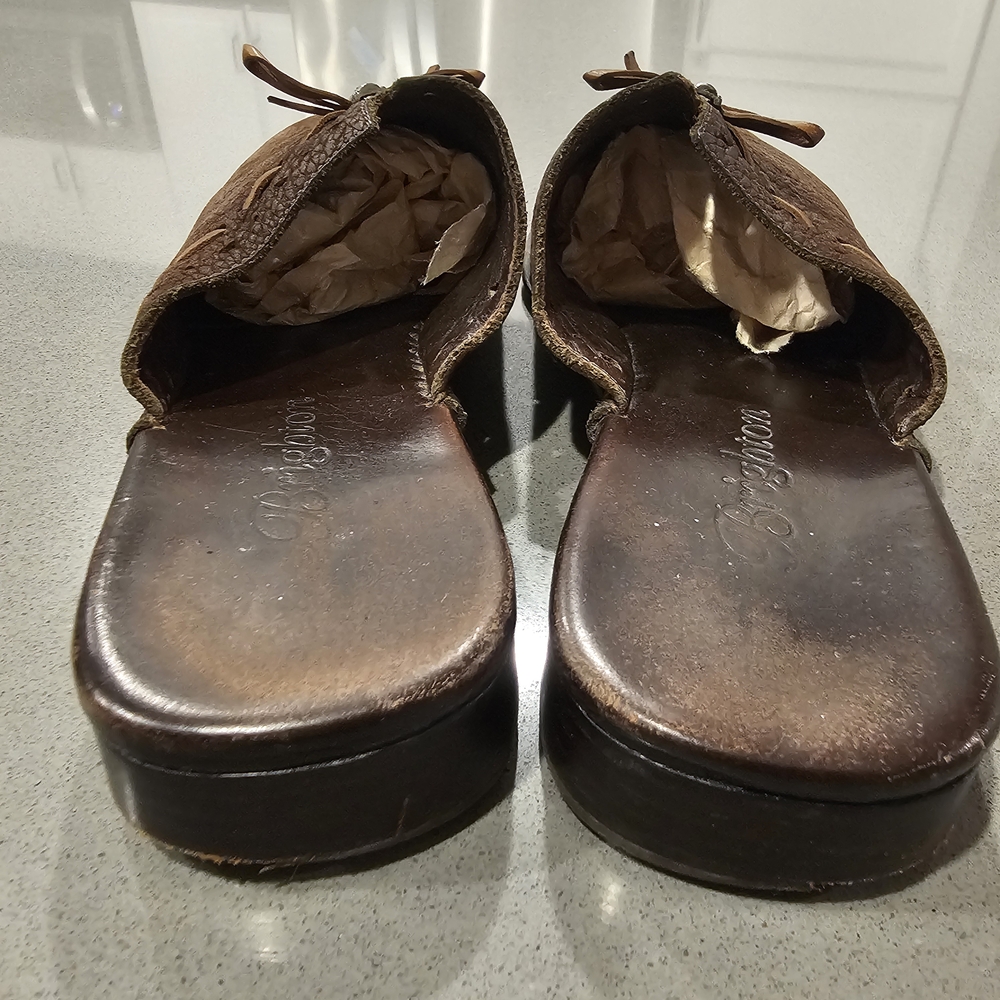 Brighton Napa Brown Suede and Leather Slip-On Mules Size 7.5 - Picture 3 of 8